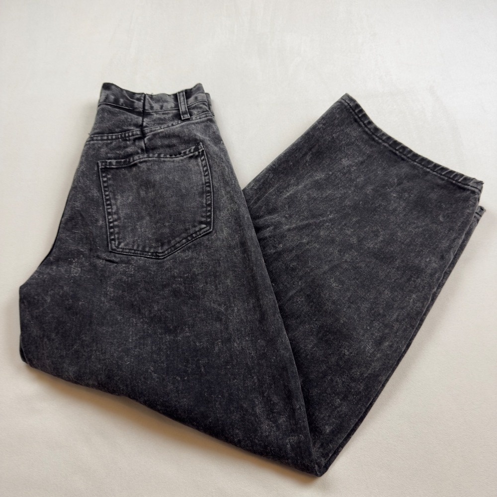Bayeas Katia Womens 28 High Waisted Barrel Jeans Black Acid Wash Wide Leg Cotton